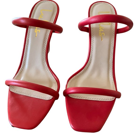 Lulu's Red Leather Heel Size 8 - Picture 2 of 5